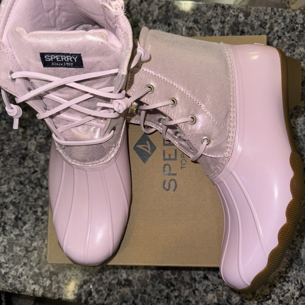 Sperry Saltwater Boots Blush Pink Youth Girls 6Y NEW